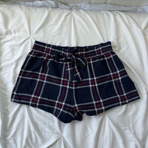 Garage Navy Plaid Women Shorts